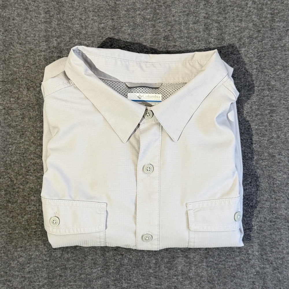 Columbia Men's Long Sleeve Vented Fishing Shirt Light Gray  Omni Shade UPF 50 XL
